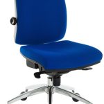 executive ergonomic office chair in blue fabric with aluminium base