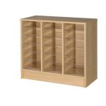 premium post sorter unit 18 space pigeon hole unit in beech. 3 x 6 pigeon hole unit.
