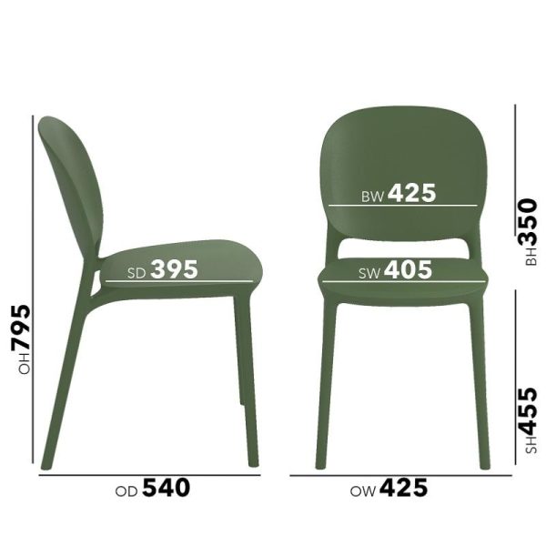 Florence Sustainable Chair No Arms Olive Green - Image 5