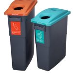 office recycling bins with coloured tops for bottles