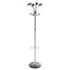 chrome coat stand with black hooks and base