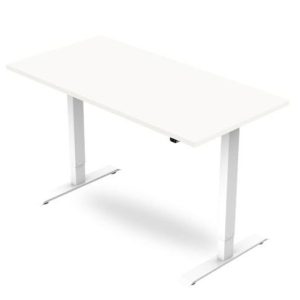 white height adjustable office desk