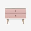 2 drawer side cabinet with pink drawers