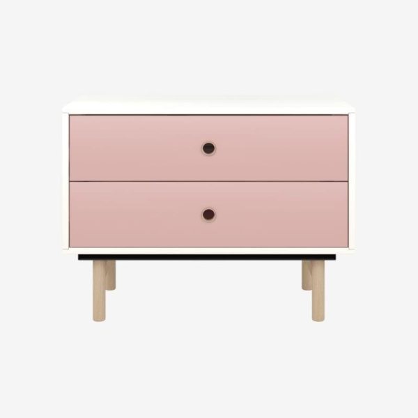 2 drawer side cabinet with pink drawers