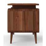 side view of walnut home office desk
