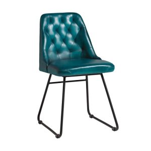side chair vintage style blue leather