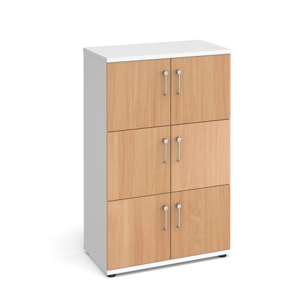wood staorage lockers with 6 lockers
