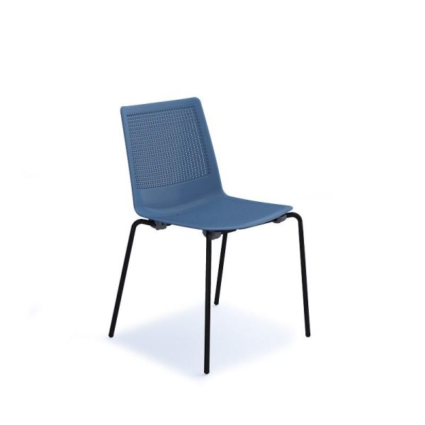 blue cafe chair with black frame