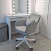 grey velvet home office tub chair with shite base