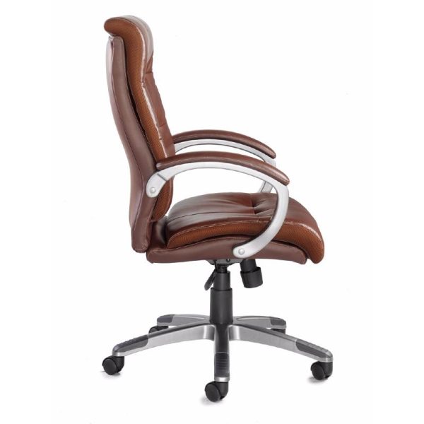 High Back Managers Office Chair Rich Brown Leather faced - Image 3