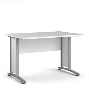white office desk with silver grey office legs