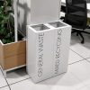 white office recycling bins with black lettering General Waste and Mixed Recycling