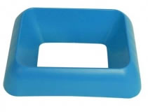 blue office recycling bin lid