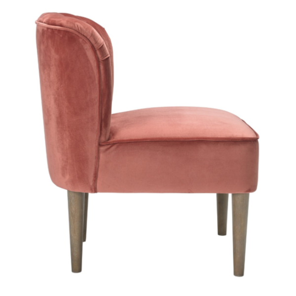 side view of pink velvet reception chair
