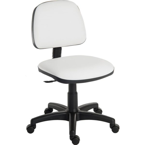 wipe clean office chair in white pU fabric