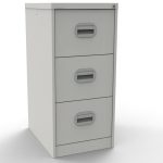 white filing cabinet with 3 drawers