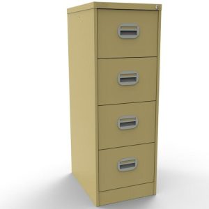 green beige filing cabinet with 4 drawers