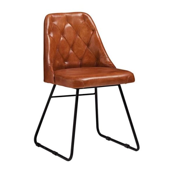 side chair vintage style tan leather