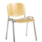 beech meeting chair with chrome frame