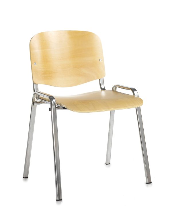 beech meeting chair with chrome frame