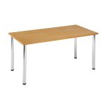 rectangular meeting table with beech desk top and chrome legs