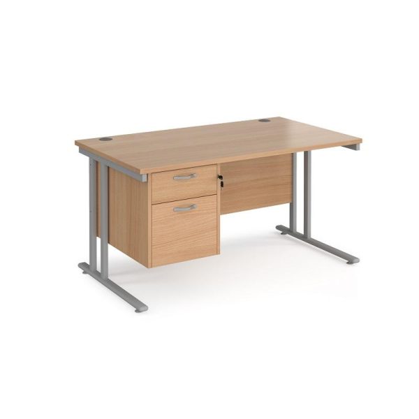 Office Straight  Desk 1400 Cantilever Frame And 2 Drawer Pedestal Work 25 - Image 6