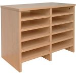 Pigeon hole sorter in beech wood finish with 12 spaces