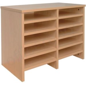 Pigeon hole sorter in beech wood finish with 12 spaces