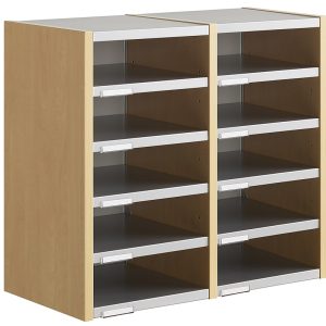 10 compartment anti - bacterial pigeon holes in light wood and grey. 2 x 5 unit