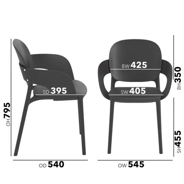 Florence Sustainable Chair With Arms Anthracite Grey - Image 4