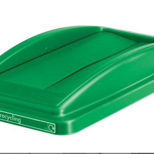 green plastic top for office recycling bin with swing top