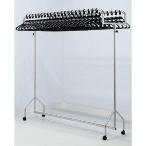 twin garment rail in silver finish with black anti theft hanger