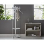 white designer coat stand in room set with office bookcase