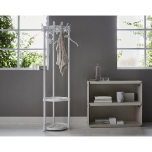 white designer coat stand in room set with office bookcase