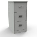 light grey filing cabinet with 3 drawers