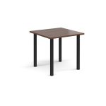 meeting table 800mm x 800mm with walnut table top and black legs