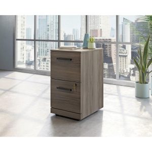 2 drawer office filing desk pedestal in elm finish