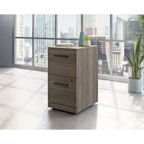 2 drawer office filing desk pedestal in elm finish
