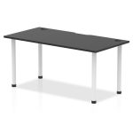 rectangular office table with black desk top and white legs