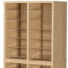 floor standing pigeon hole unit in wood with acrylic shelves with 36 spaces