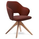 reception chair oak legs with red fabric seat