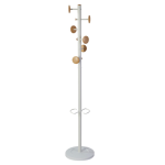 coat stand white with wooden hooks