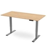 height adjustable desk maple desk top and silver leg frame
