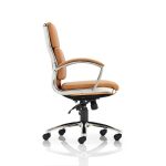 medium back office chair in tan leather and chrome frame side view