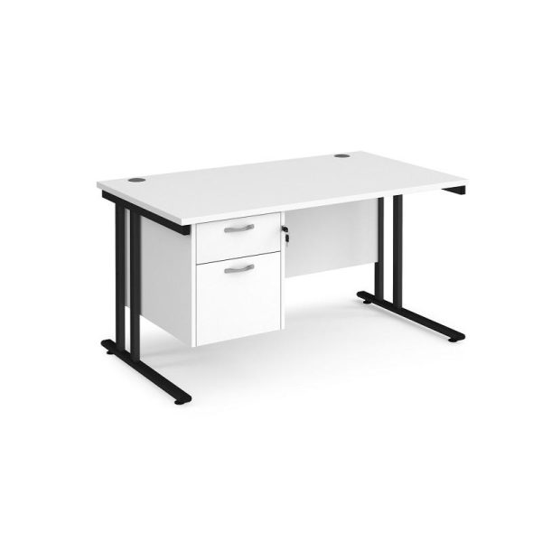 Office Straight  Desk 1400 Cantilever Frame And 2 Drawer Pedestal Work 25 - Image 4
