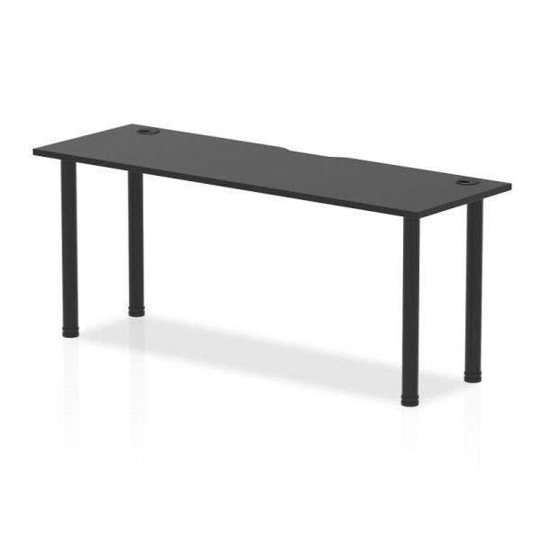 office desk with black desk top and black legs
