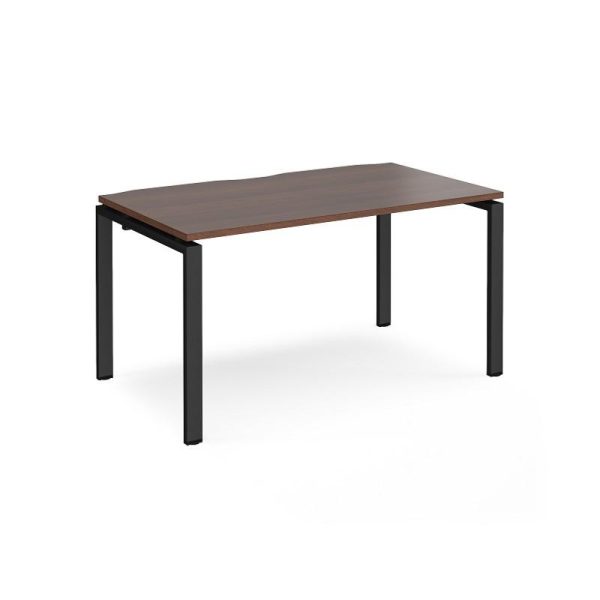 corporate office desk with walnut desk top and black leg frame