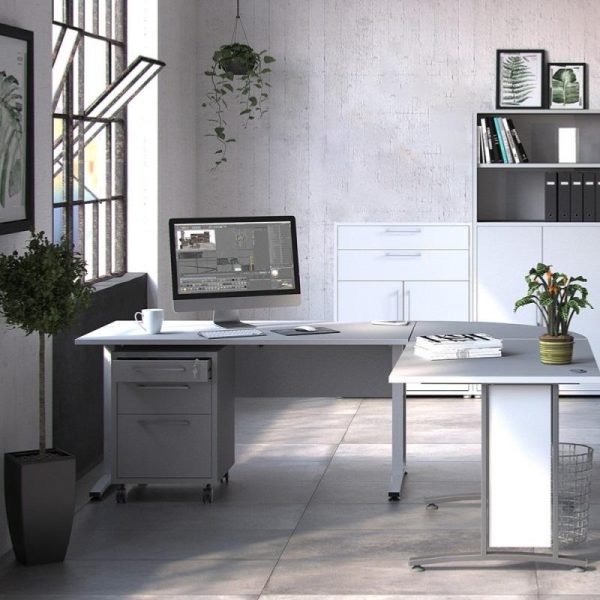 Alexis Office Storage Unit With Cupboards and Drawers White - Image 3