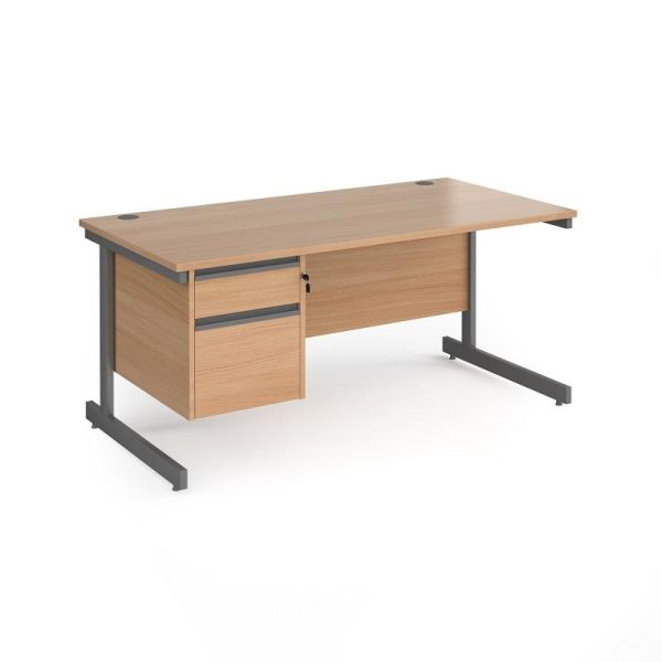 Straight Desk Maine 1600mm x 800mm Cantilever Frame With Two Drawers - Image 2