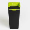 black office recycling bin with lime green top
